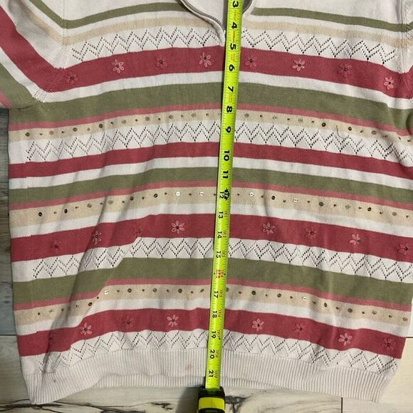 Alfred Dunner collared , v-neck half zip sweater striped size large - Picture 10 of 11